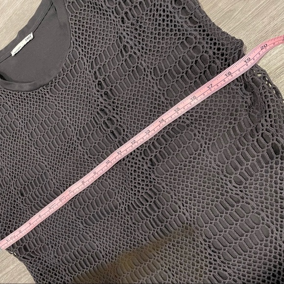 Zara Sleeveless Lined Mesh Tank Top Dressy Dark Grey Size Medium - Picture 5 of 10